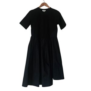 COS A-Line Contrast Asymmetric Avant Garde Modern Skirt Midi Dress Black Size XS